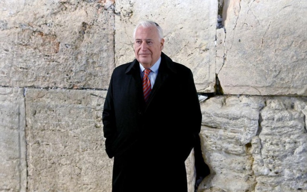 US Ambassador to Israel David Friedman at the Western Wall on the final day of his tenure, January 20, 2021 (Courtesy)