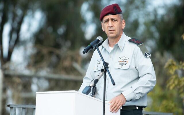 IDF Chief of Staff Aviv Kohavi speaks at a ceremony on February 28, 2021. (Israel Defense Forces)