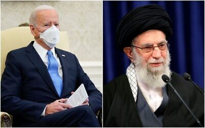 US President Joe Biden (left) and Iran Supreme Leader Ali Khamenei. (Collage, AP)