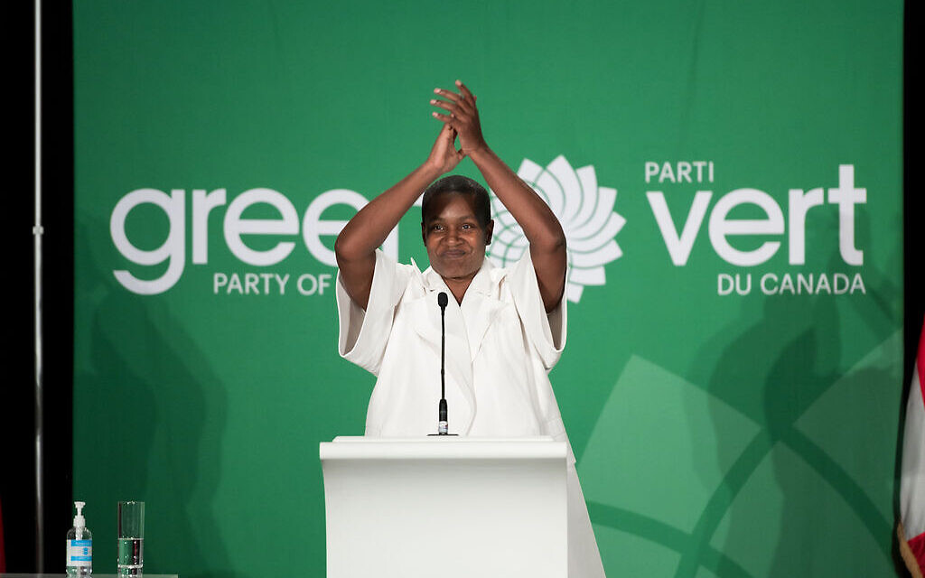 Annamie Paul celebrates her victory at the Green Party of Canada convention, October 3, 2020. (Brittany Gawley)
