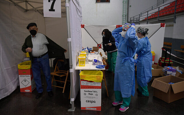 Vaccinations in Logrono, northern Spain, March 19, 2021. (AP Photo/Alvaro Barrientos)