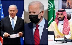 (From L-R) Prime Minister Benjamin Netanyahu, US President Joe Biden and Saudi Crown Prince Muhammad Bin Salman. (AP/collage)