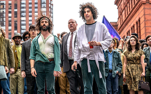 Sacha Baron Cohen earned an Emmy nomination for playing Abbie Hoffman in 'The Trial of the Chicago 7.' (Nico Tavernise/Netflix via JTA)