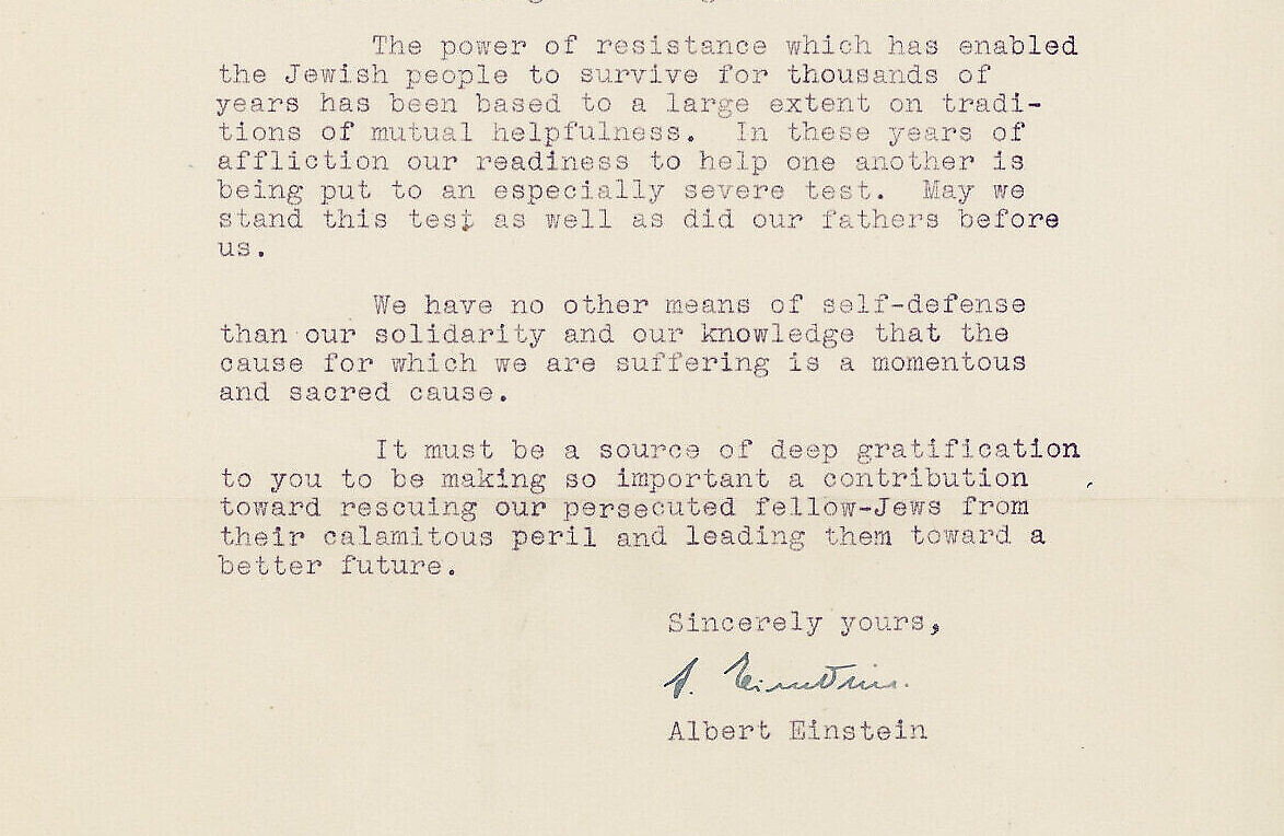 Albert Einstein Letter From 1939 On Jewish Refugees Goes On Auction