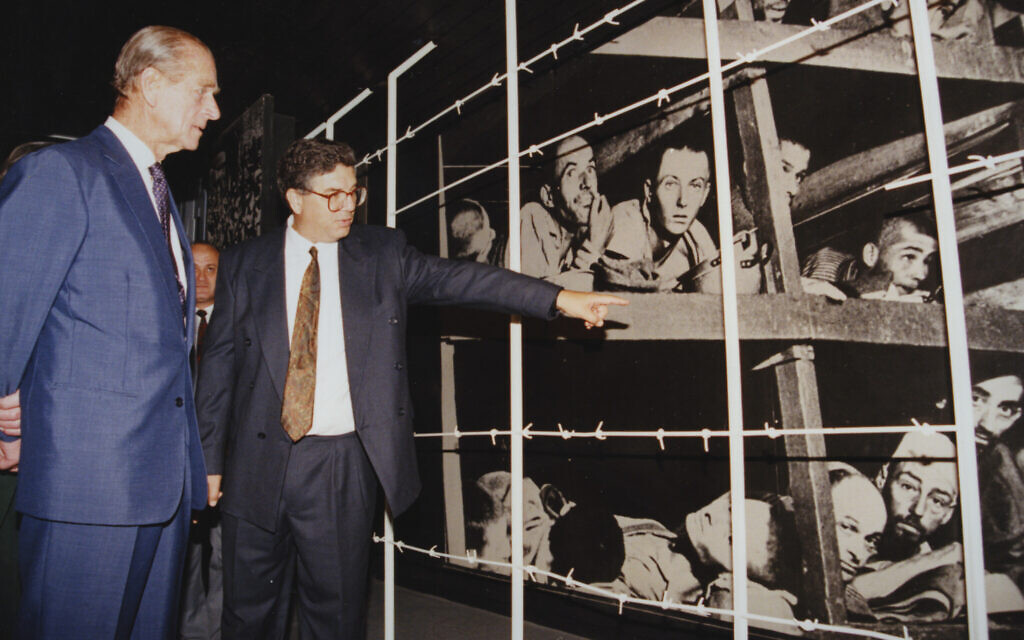 Duke of Edinburgh, Princess Sophie and Yad Vashem Chairman Avner Shalev tour the Historical Museum at Yad Vashem, October 30, 199. (Yad Vashem)