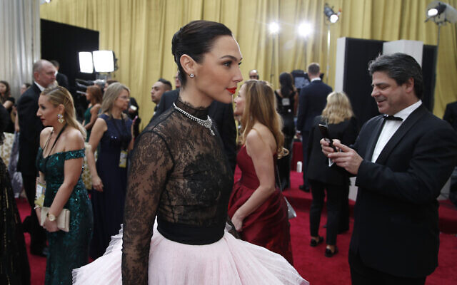 Gal Gadot arrives at the Oscars on February 9, 2020, at the Dolby Theatre in Los Angeles. (AP Photo/John Locher)