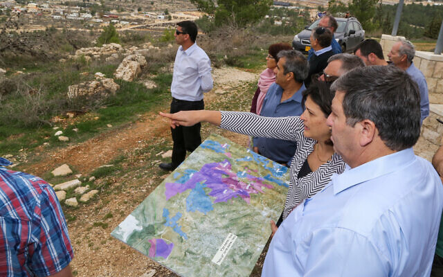 JNF chairman Danny Atar at lookout point, during a visit in the Jewish settlement of Kfar Etzion, in the West Bank on December 20, 2017. (Gershon Elinson/Flash90)