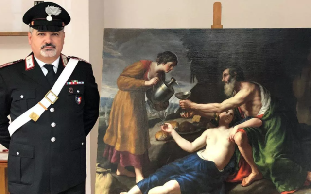 The Poussin painting seized from the home of an antiques dealer Handout Carabinieri (Press Office/AFP)