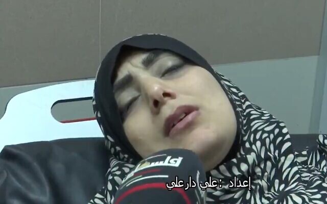 Screen capture from video of Sumaya Mansour speaking with official Palestinian TV. (Twitter)