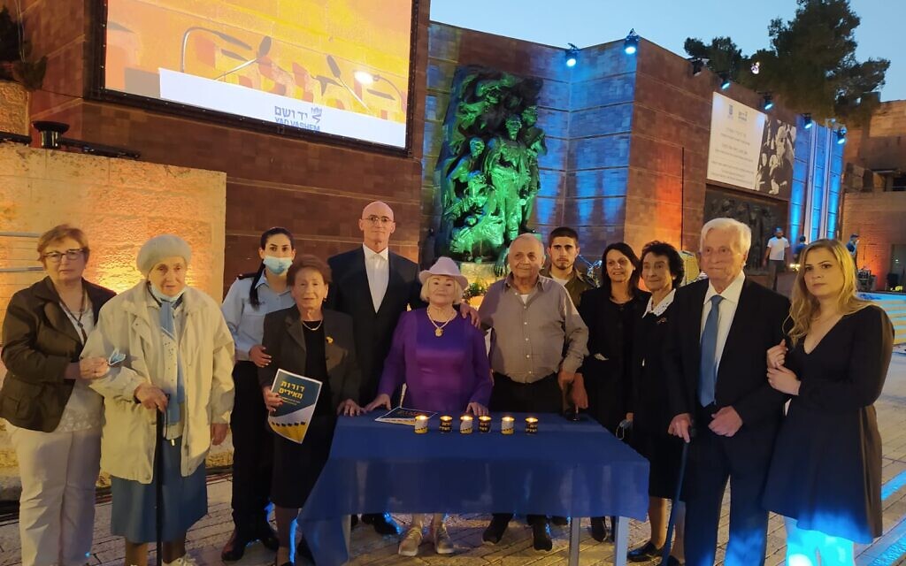 The six Holocaust survivors serving as torchlighters for the annual Yad Vashem Holocaust Remembrance Day ceremony on April 7, 2021 lit memorial candles from rabbinical organization Tzohar​, which is partnering with Yad Vashem in the​ 'Generations Light the Way'​ project​, encouraging people to gather​ together​ to​ light​ six memorial​ candles, a format created last year with the onset of COVID in order to have ceremonies at home to mark Yom Hashoa (Courtesy Dena Wimpfheimer)