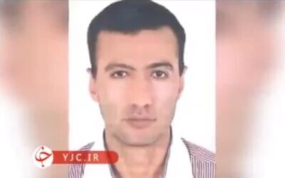 A passport-style photo published by Iranian state television shows Reza Karimi, 43, whom Tehran says was behind the sabotage at Natanz on April 11 that it has blamed on Israel (video screenshot)