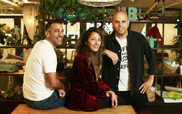 Left to right: HoneyBook co-founders Dror Shimoni, Naama Alon and Oz Alon (Courtesy)