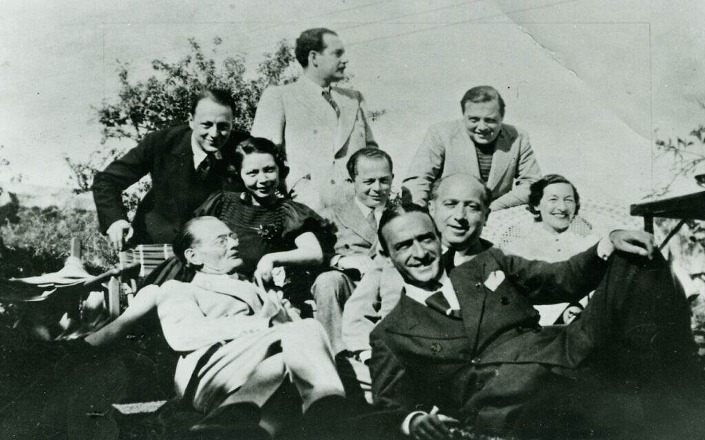 Billy Wilder, at center, with Peter Lorre and other Central European refugees in Hollywood, circa mid-1930s. (Courtesy/ Deutsche Kinemathek)