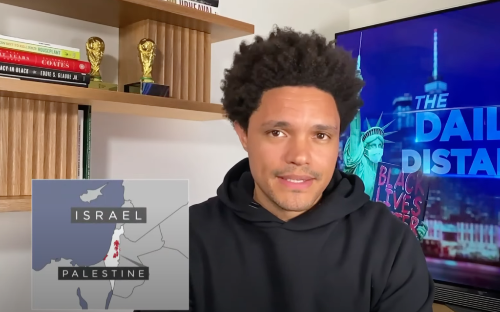 Trevor Noah devoted a 'Daily Show' segment to the Gaza-Israel conflict. (Screenshot from YouTube)