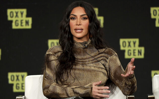 Kim Kardashian West speaks at the Langham Huntington, Jan. 18, 2020, in Pasadena, California (Willy Sanjuan/Invision/AP)