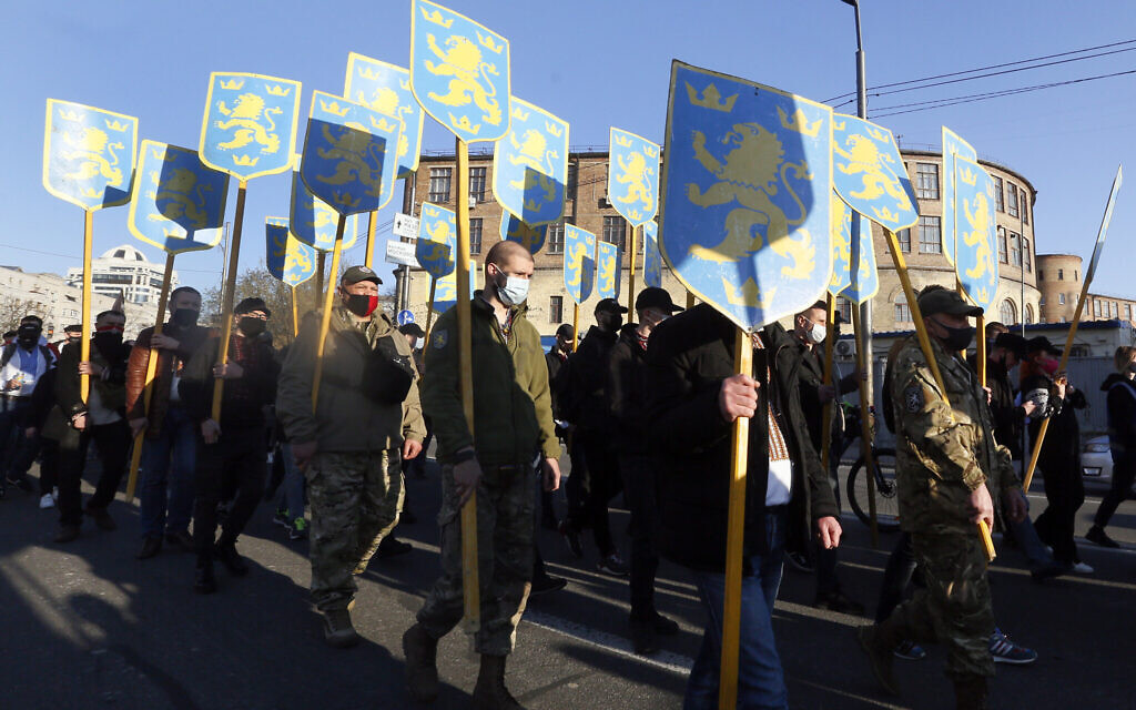Hundreds in Ukraine attend marches celebrating Nazi SS soldiers