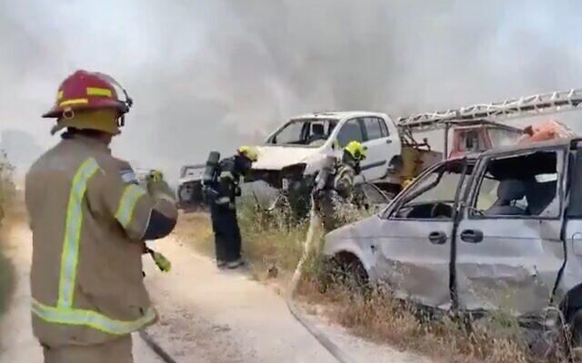 Screen capture from video of a fire at Moshav Zeitan, May 2, 2021. (Twitter)