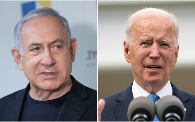 Prime Minister Benjamin Netanyahu (L) and US President Joe Biden (R). (Flash90/AP)