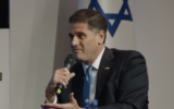 Ron Dermer during an onstage interview at a conference organized by the Makor Rishon news outlet on May 9, 2021. (Screen capture/Facebook)