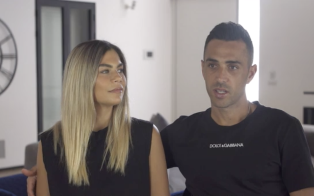 Eran Zahavi and his wife, Shay, in a video posted on May 9 2021. (Screen capture: Channel 12 News)