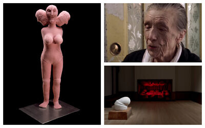 Clockwise, from left: 'Hysterical.' (The Easton Foundation/ Licensed by VAGA at Artists Rights Society, New York; Photo: Christopher Burke); Artist Lousie Bourgeois (YouTube); Installation view of 'Louise Bourgeois: Freud’s Daughter,' at The Jewish Museum in New York. (Photo by Ron Amstutz. © The Easton Foundation/ Licensed by VAGA at Artists Rights Society, New York)