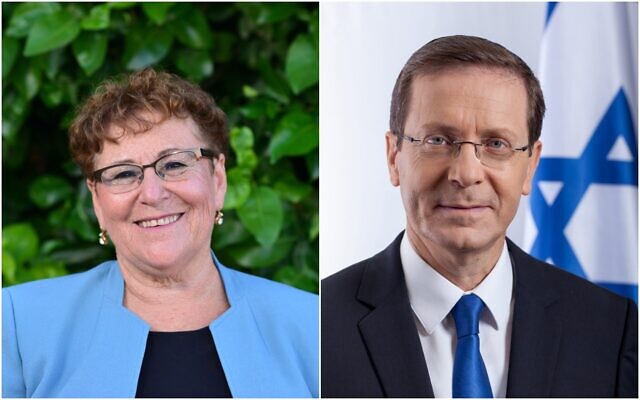 Presidential candidates Miriam Peretz and Isaac Herzog (Meir Elifor, courtesy)