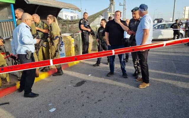 Photo from scene of a shooting attack at Tapuah Junction in the West Bank, May 2, 2021 (Samaria Regional Council)