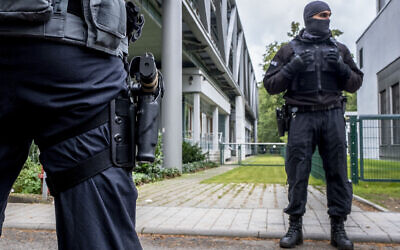 Illustrative -- German police officers in  Frankfurt, Germany, Oct.7, 2020 (AP Photo/Michael Probst)