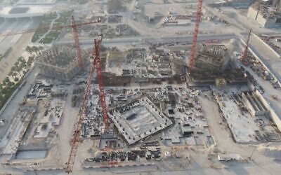 A photo showing 20% of construction complete in June 2021 at the future site of the Abrahamic Family House in Abu Dhabi. (Abu Dhabi Government Media Office)