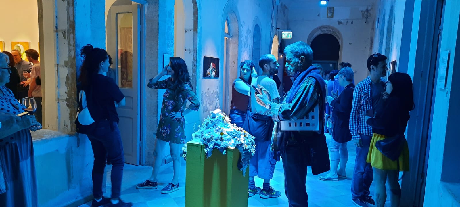 A photo from the opening night of Kobi Vogman's exhibition 'Moves' at the HaMiffal art collective in Jerusalem, June 2, 2021. (Courtesy)