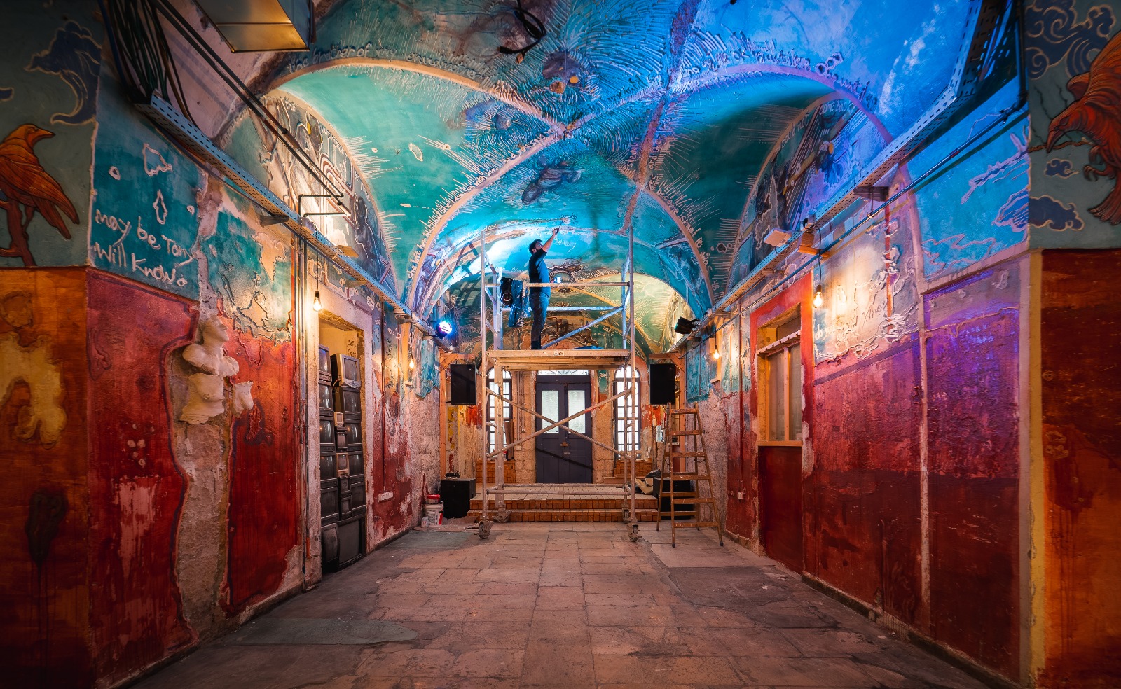 Interior of the HaMiffal art collective in Jerusalem. (Courtesy/ Itamar Ginsburg)