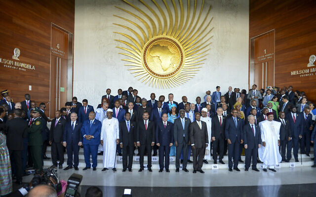 African leaders pose for a group photograph at the opening session of the 33rd African Union (AU) Summit at the AU headquarters in Addis Ababa, Ethiopia, February 9, 2020. (AP Photo)
