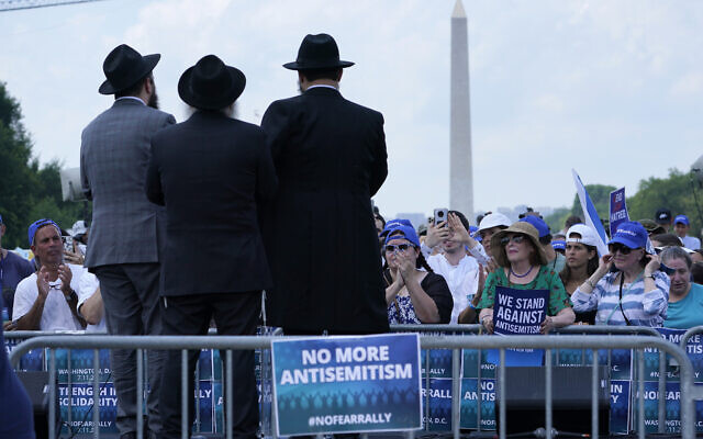 At Capitol Hill rally, Jews united against antisemitism, more divided on Israel | The Times of Israel