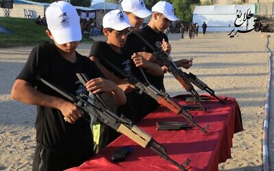 Gaza children train in weapons-use in the Strip, summer 2021 (Hamas)