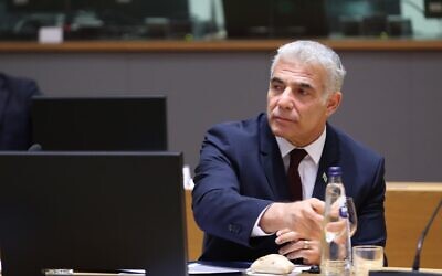 Foreign Minister Yair Lapid meets with 26 EU foreign ministers in Brussels, July 12, 2021. (European Union)