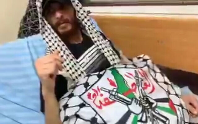 Ghadanfar Abu Atwan is seen in the Kaplan Hospital in Rehovot, on July 8, 2021. (Screenshot: Twitter)