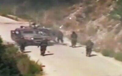 Footage aired by Hezbollah-affiliated al-Manar on July 12, 2021, shows the attack on an IDF jeep on July 12, 2006 that sparked the Second Lebanon War. (Screen grab)