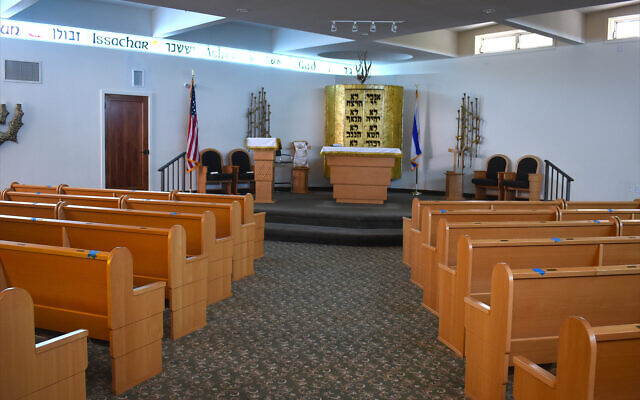 The main sanctuary of Congregation B’nai Zion, a nonaffiliated synagogue in Key West with about 100 members. Founded in 1887, it’s the oldest synagogue in South Florida. (Larry Luxner/via JTA)