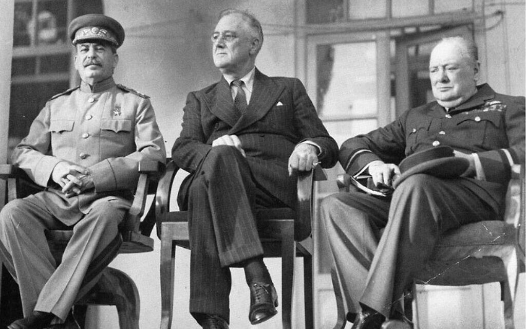 Joseph Stalin, Franklin Roosevelt and Winston Churchill during the Tehran conference in 1943. (Public Domain/PD-USGov-Military-Army)