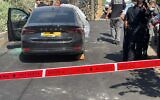 Illustrative: Scene of the shooting in Rameh on August 15, 2021, in which politician Sahar Ismail, 50, was shot dead. (Israel Police)