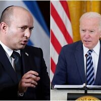 Prime Minister Naftali Bennett (left) and US President Joe Biden. (Composite/AP)