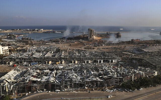 The scene the day after an explosion hit the seaport of Beirut, Lebanon, August 5, 2020. (Bilal Hussein/AP)