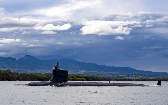 In this photo provided by US Navy, the Virginia-class fast-attack submarine USS Missouri (SSN 780) departs Joint Base Pearl Harbor-Hickam for a scheduled deployment in the 7th Fleet area of responsibility, on September 1, 2021. (Chief Mass Communication Specialist Amanda R. Gray/US Navy via AP)