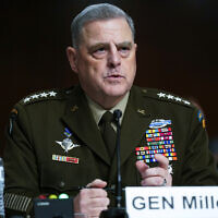 Chairman of the US Joint Chiefs of Staff Gen. Mark Milley speaks during a Senate Armed Services Committee hearing on the conclusion of military operations in Afghanistan and plans for future counterterrorism operations on September 28, 2021, on Capitol Hill in Washington. (AP Photo/Patrick Semansky, Pool)