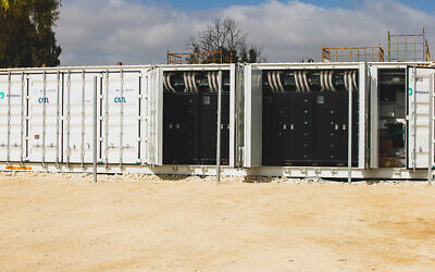 Nofar Energy's first solar energy storage batteries at Kibbutz Nir Yitzhak in southern Israel. (Nofar Energy)