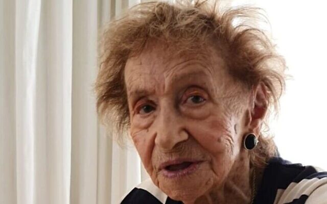 99-year-old Holocaust survivor Yehudit (Dita) Sperling, who has given evidence in the case against Stutthof concentration camp secretary Irmgard Furchner. This picture of Sperling has been widely misused as purportedly showing Furchner (Courtesy)
