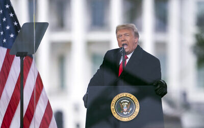Then-US president Donald Trump speaks during a rally protesting the electoral college certification of Joe Biden as president in Washington, on January 6, 2021. (AP Photo/Evan Vucci, File)