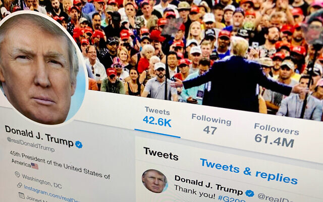 FILE - In this June 27, 2019, file photo, then US president Donald Trump's Twitter feed is shown on a computer, in New York. (AP Photo/Jenny Kane, File)