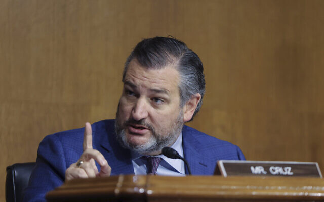 Senator Ted Cruz, R-Texas, questions Attorney General Merrick Garland during a Senate Judiciary Committee hearing examining the Department of Justice on Capitol Hill in Washington, Wednesday, Oct. 27, 2021. (Tasos Katopodis/Pool via AP)