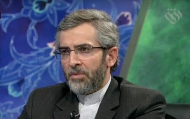 Screen capture from video of Iran's top nuclear negotiator Deputy Foreign Minister Ali Bagheri, 2020. (YouTube)